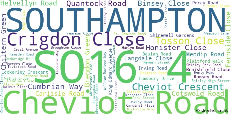 A word cloud for the SO16 4 postcode